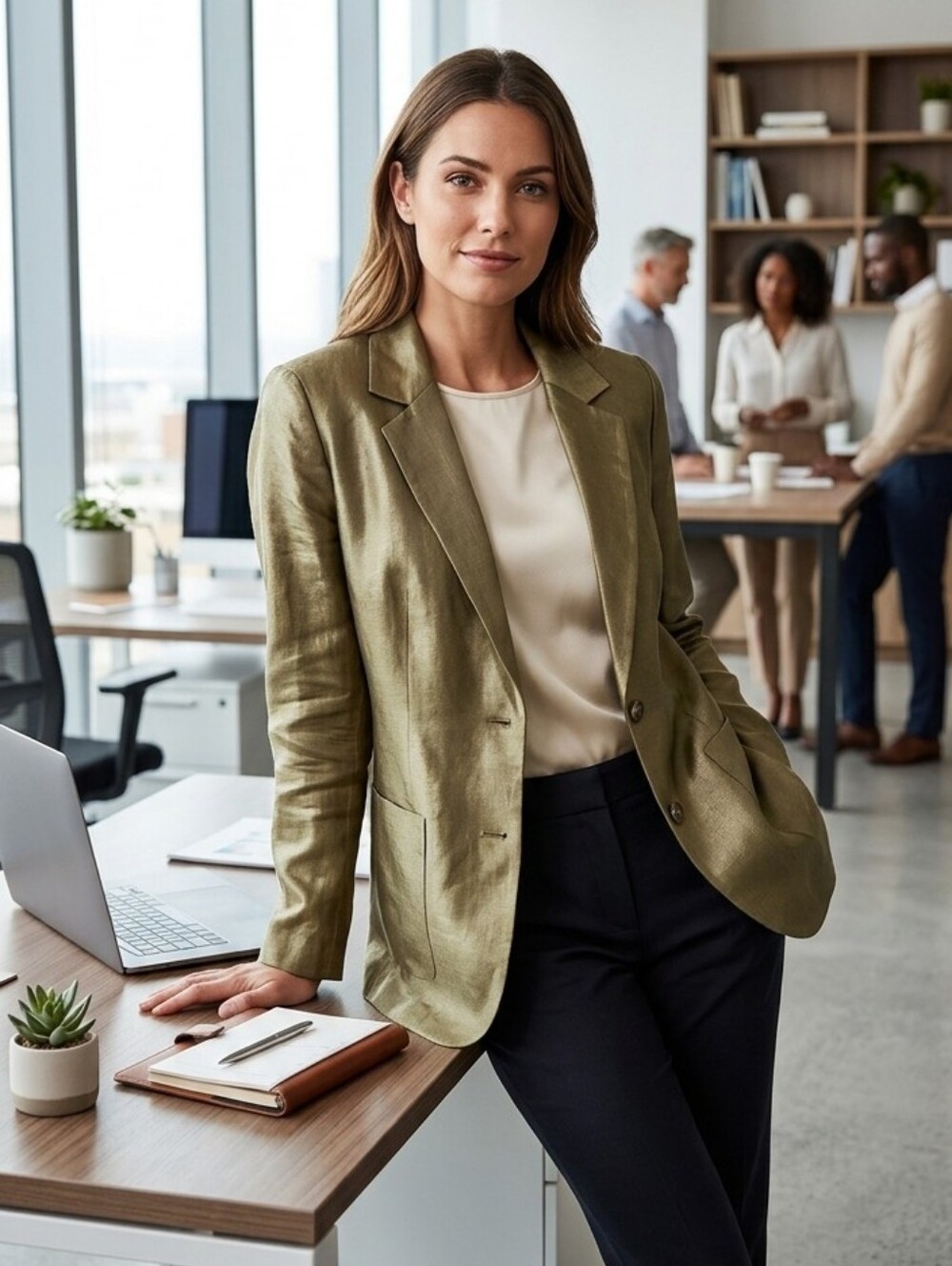 Emanuel Ungaro Linen-Blend Dustier Blazer Jacket